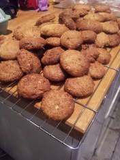Mountains of improvised Almond Anzacs