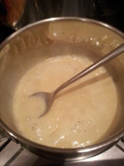 Whipping up the custard filling