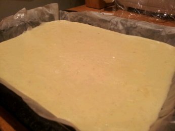 The custard layer setting - nanaimo bar recipe
