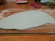 Roll out the colourful florist's paste on a lightly dusted surface - making sugar flowers hydrangea