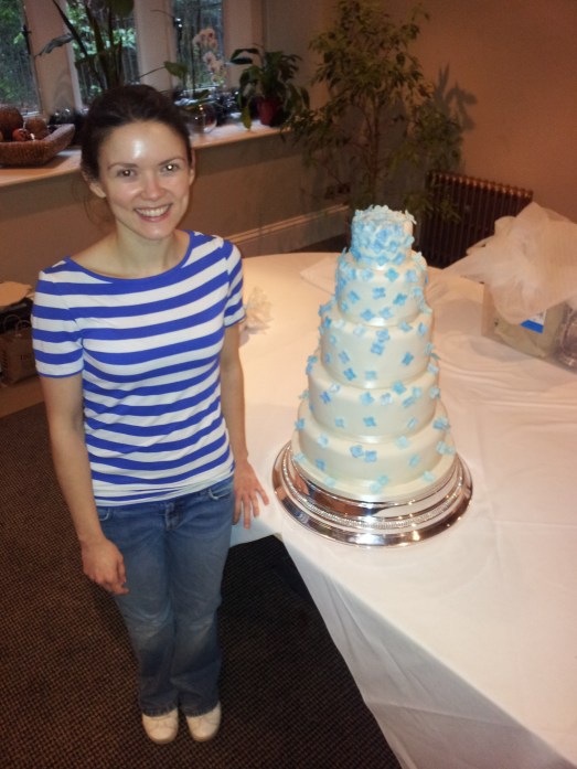 All together now in Jesmond Dene House. The day before the big day! (please excuse the lack of make up and scraped back hair it was a busy day! BUt the cake is almost as tall as me!)