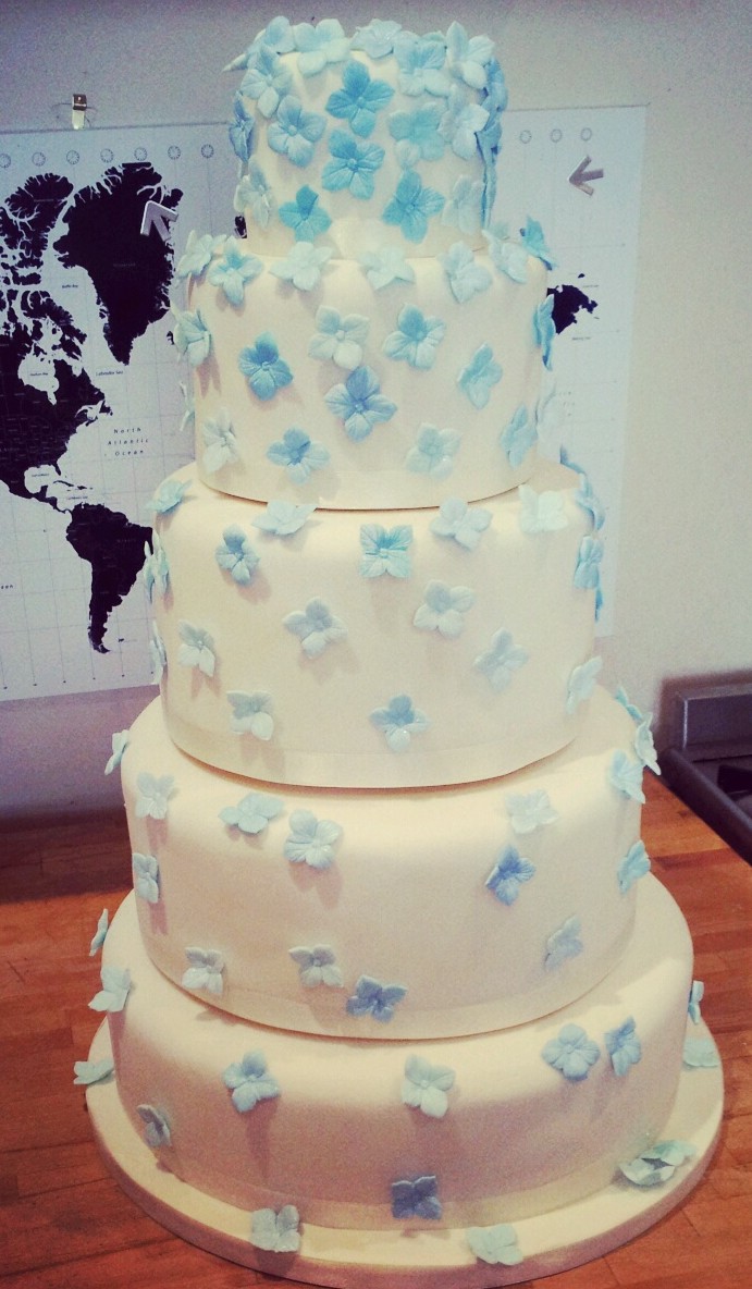 The decorated wedding cake in my kitchen