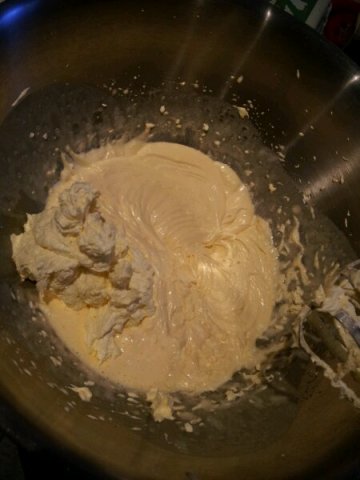 Mix together the butter and egg yolk mixtures in one large bowl