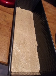 The first layer in the extra long loaf tin