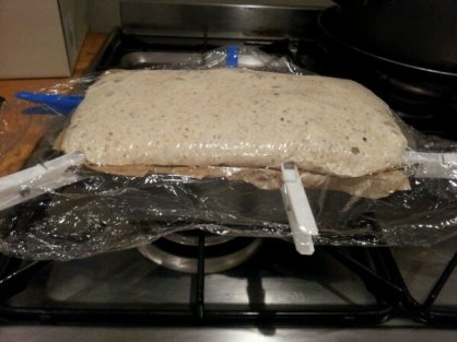 Sometimes pegs come in handy to keep the cling film in place...