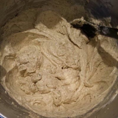 Whisk in the eggs one at a time