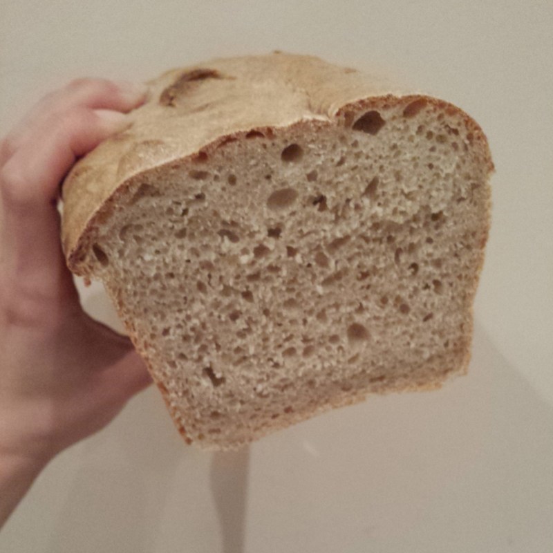 My first attempt at sourdough bread where the lid has stayed intact!