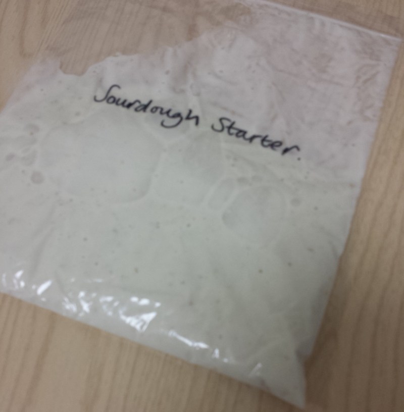 Sourdough Starter bagged up and ready for sharing.