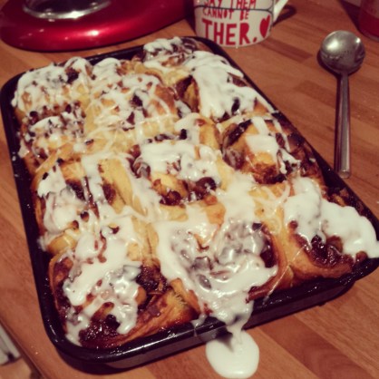 Christmas morning breakfast. Sourdough mince pie cinnamon buns. They're rather filling!