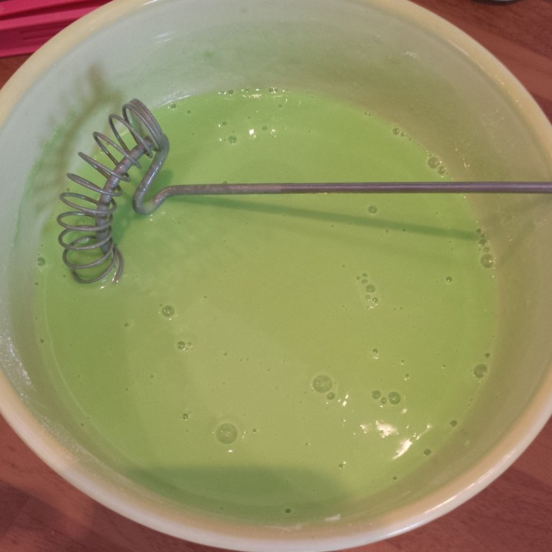 The very runny rice flour sugar and water batter ready for microwaving