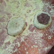 Lots of rice flour everywhere to stop the dough from sticky to everything