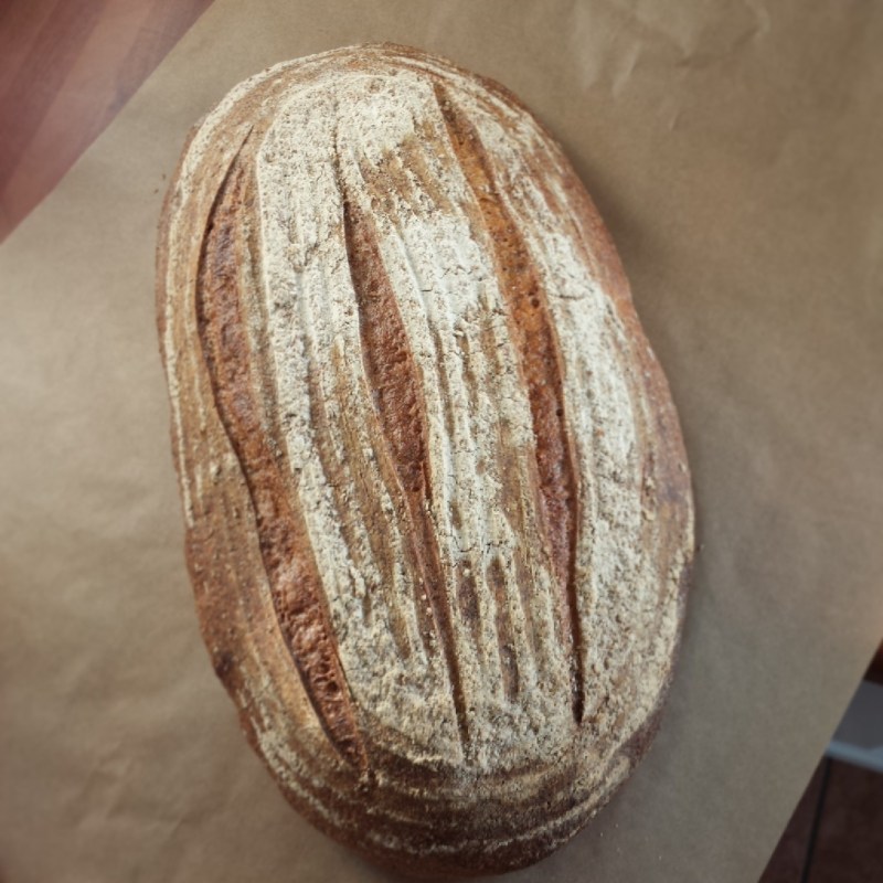Scoring the loaf lengthways helps it retain it's shape