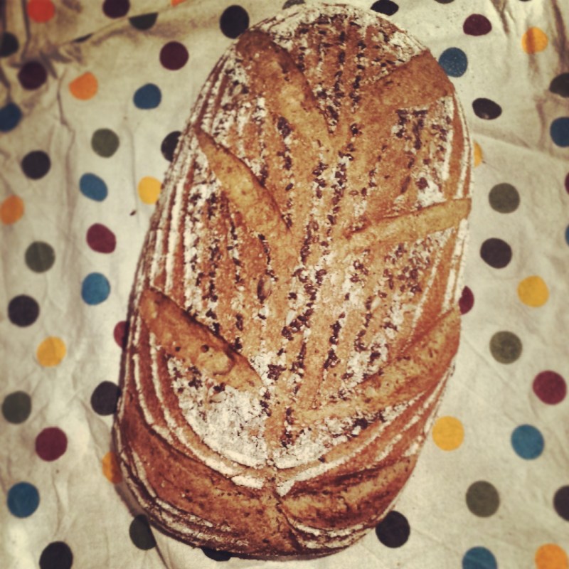 Corn ear seeded rye and spelt sourdough loaf