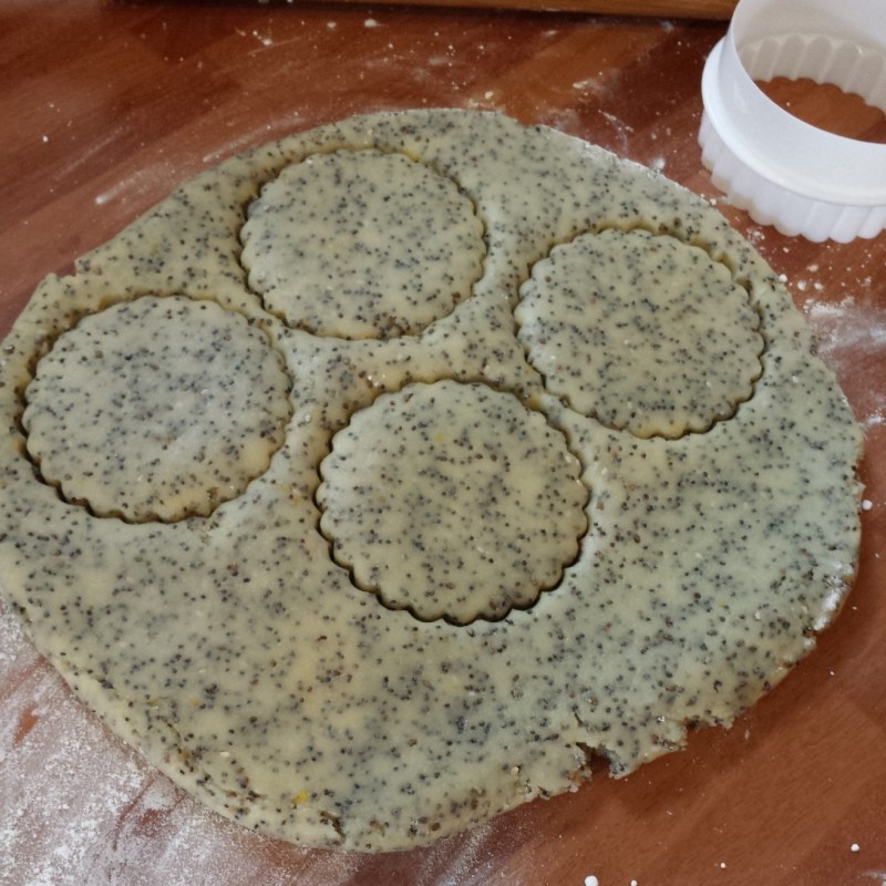 Fancy fluted cookie shapes: Cutting out the Lemon Poppy Seed Cookies