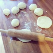 Roll each dough ball out into a flat circle about 5mm thick Bazlama recipe