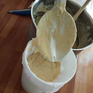 Scoop the batter into a piping bag. Stand your bag up in a tall cup - churros recipe