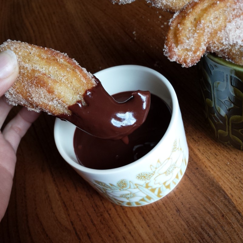 Glossy chocolatey churros