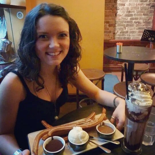 Going all in at San Churros, Sydney. Churros, Dark chocolate dipping sauce, ice cream, milk chocolate dipping sauce AND a giant chocolate milkshake, just for good measure. (I ate the lot!)