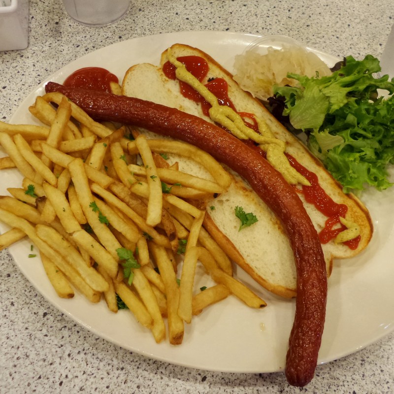 Potentially the most ridiculous meal I've ever ordered - a metre long hotdog